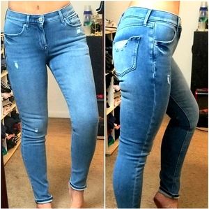 Express 2 midrise skinny jeans jeggings distressed